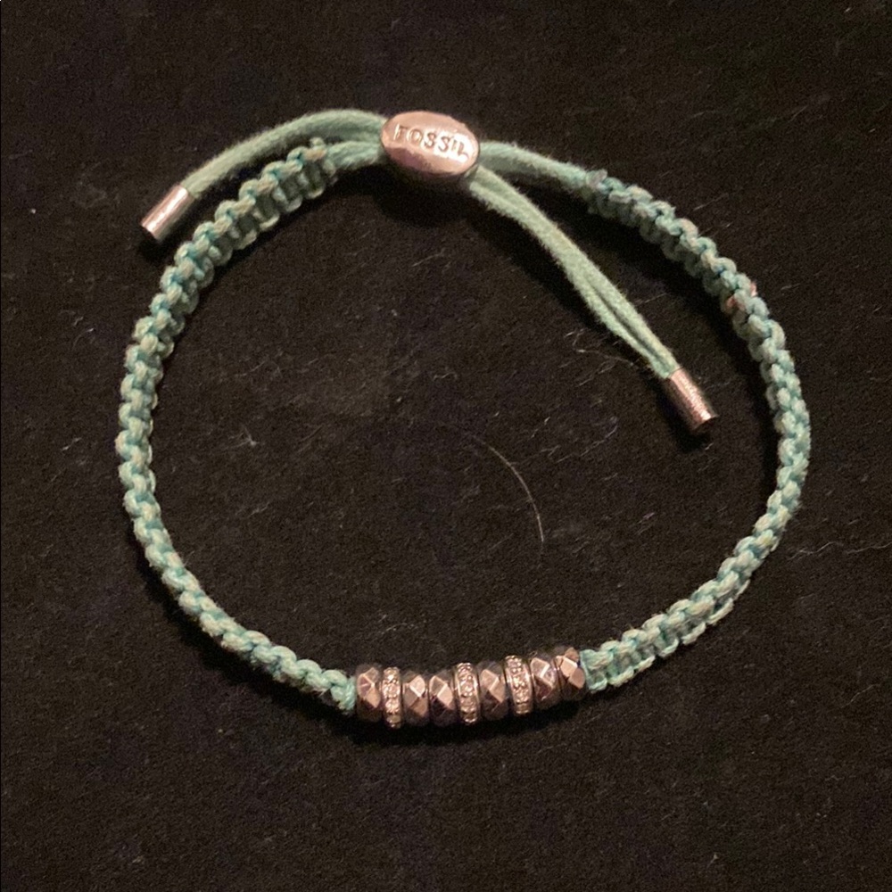 Fossil brand light blue and silver braided bracelet